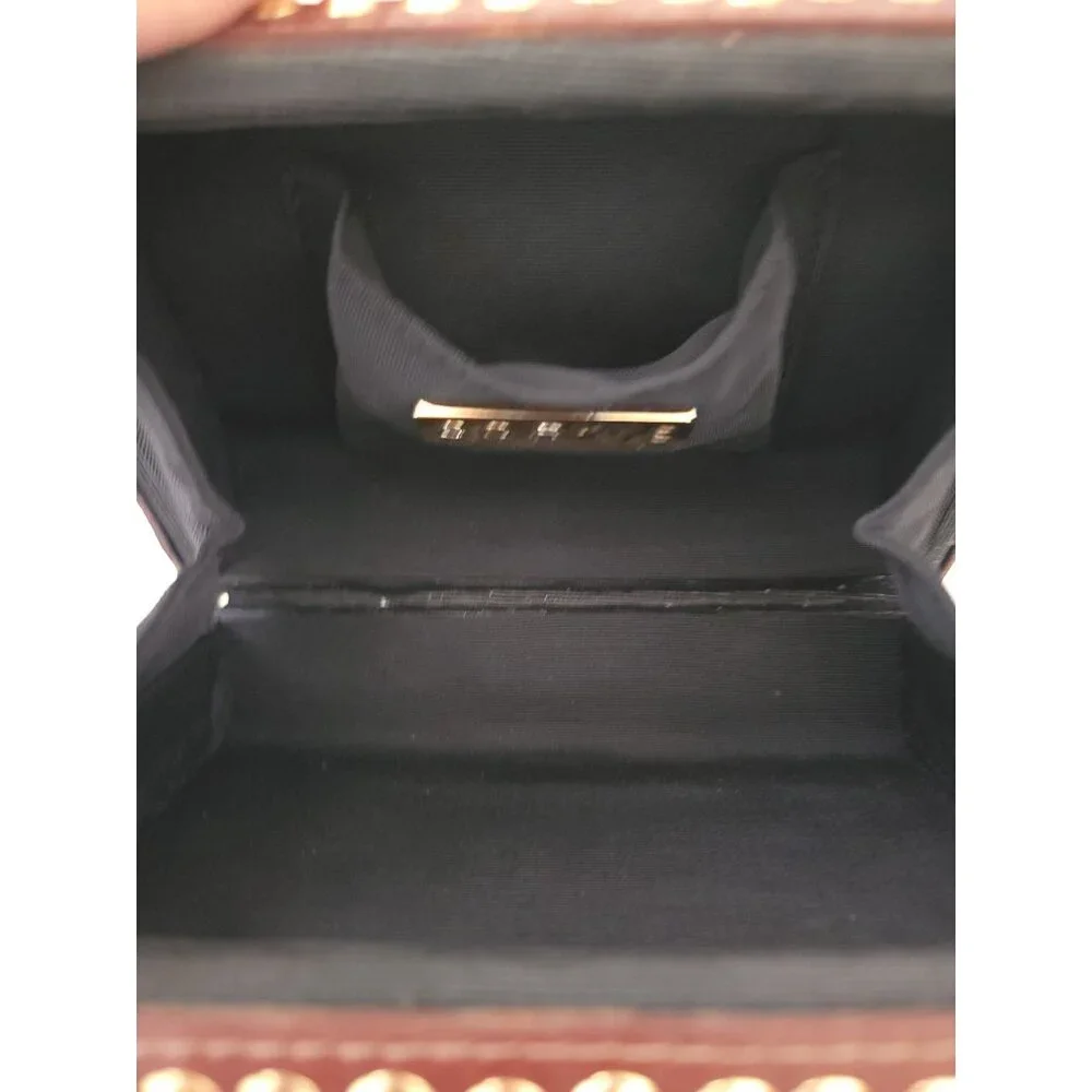 CC SKYE Brown Leather Studded Mini Handheld Clutch With Gold Buckle Detail - Picture 8 of 9